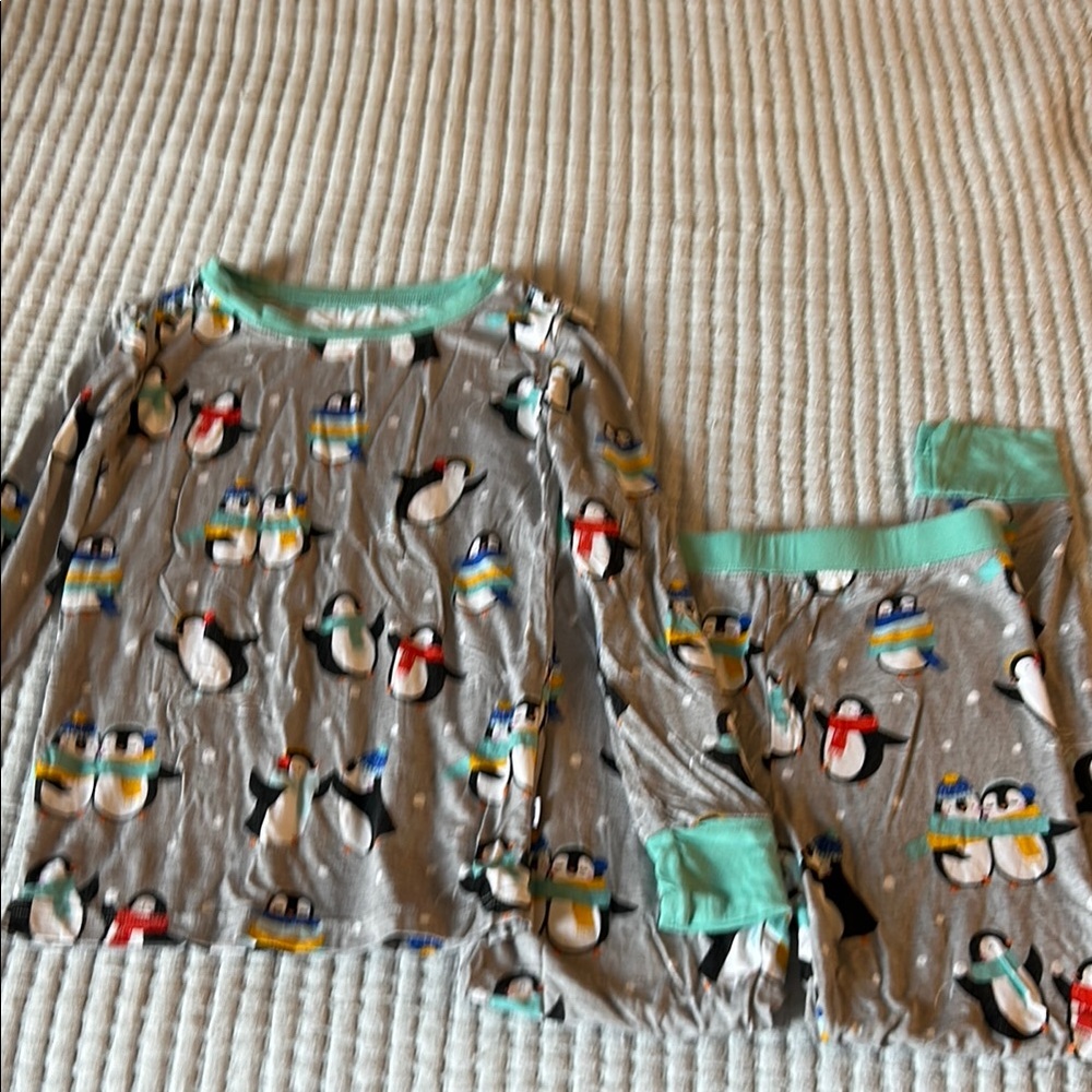 Little Sleepies Gray and Green Pajama Sets with Cozy Winter Design